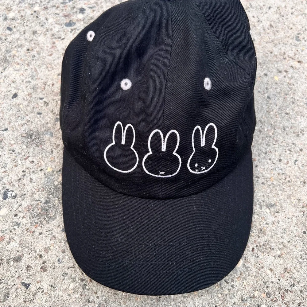 Graniph Miffy Baseball Cap Black Silver Grey Graphic 100% Cotton